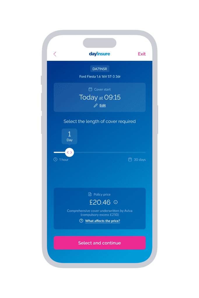 mobile app showing quote duration