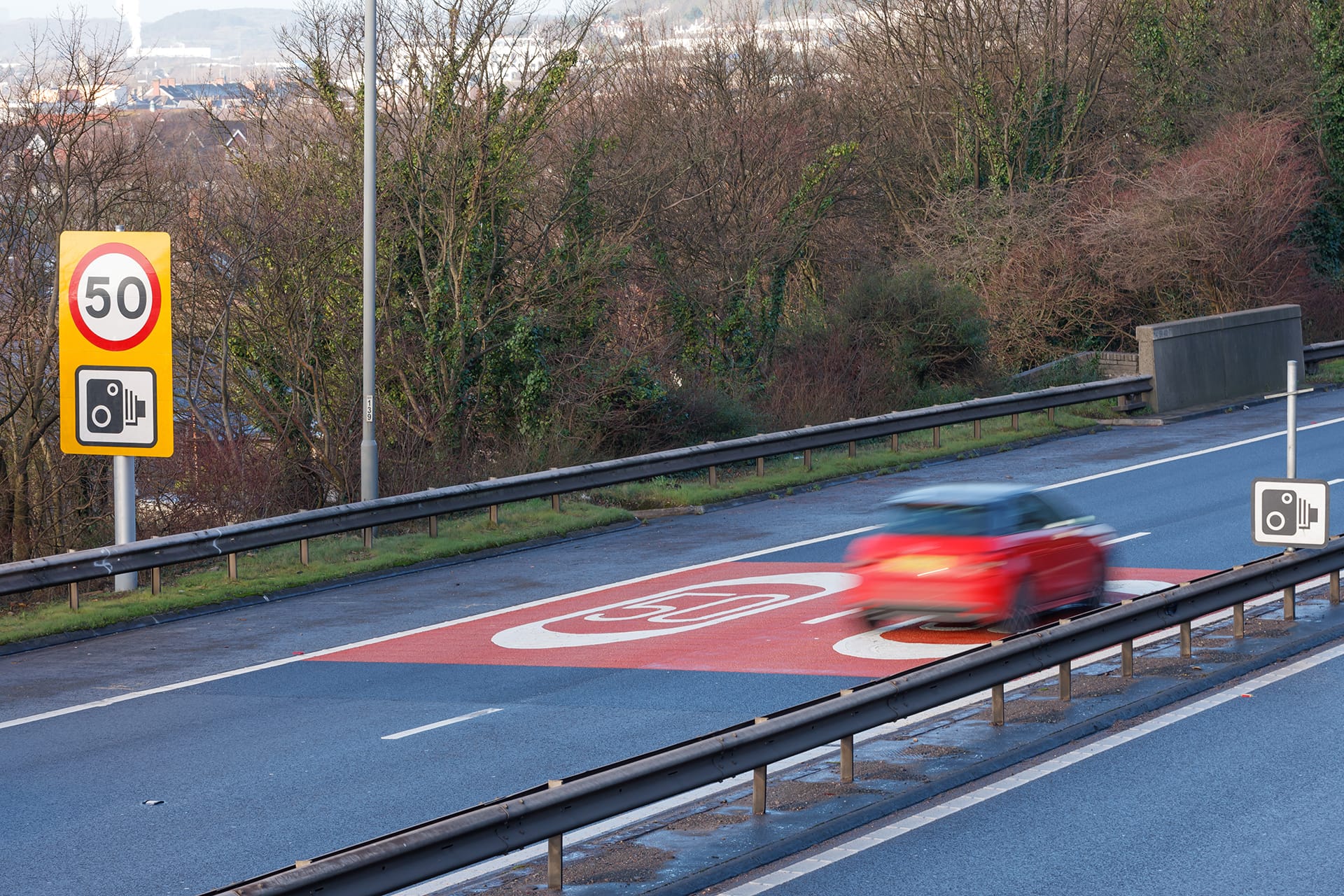 Car speeding on road